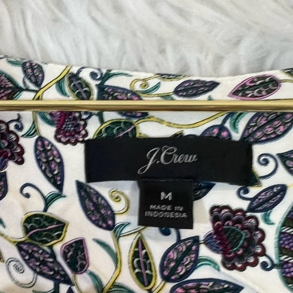 J. Crew floral drapey boatneck blouse